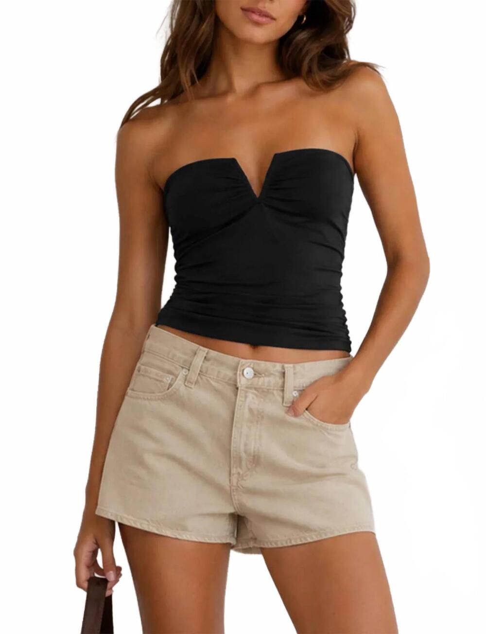 NEW FREE PEOPLE round two tube top in black